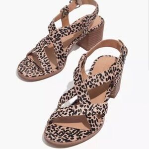 Madewell Tan Leopard Print Sandals - calf hair